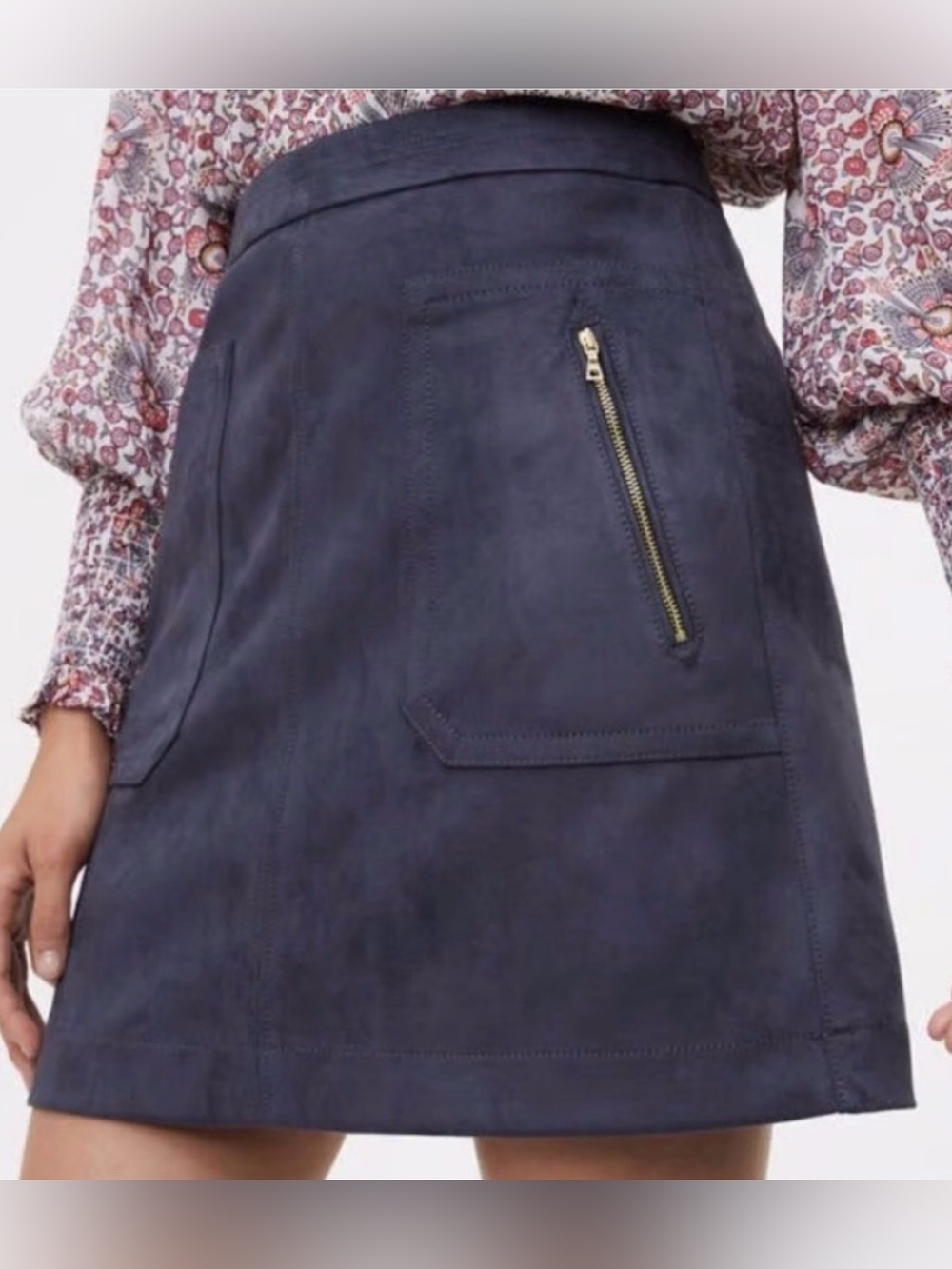 NWT LOFT Blue Suede Mini Skirt (10)